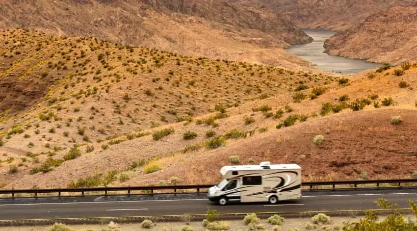 RV Driving on highway